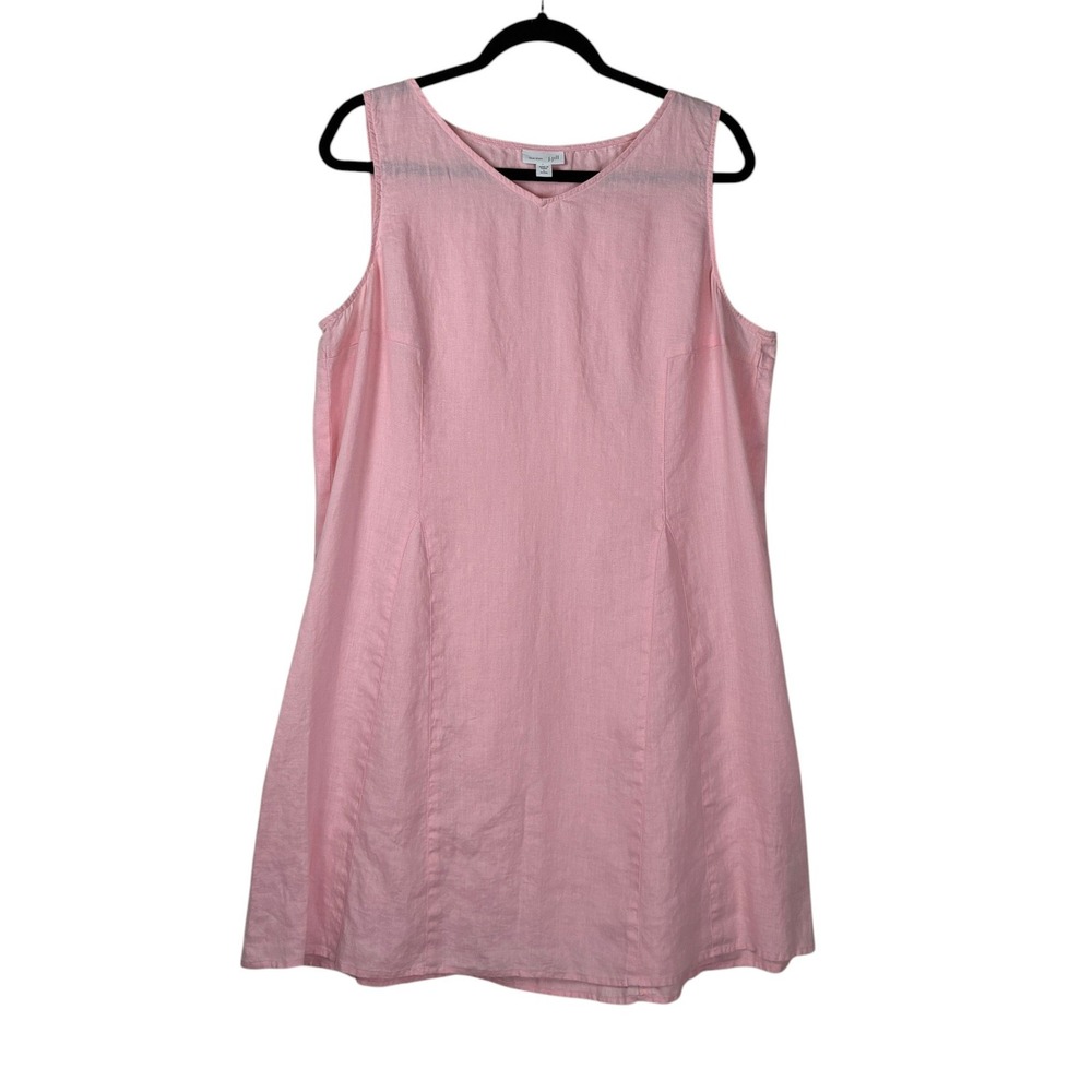 J. Jill Love‎ Linen Womens Sleeveless Midi Dress Size Lp Pink Coquette Vacation